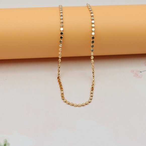 "Flat Disc Rose Gold Necklace Chic Reflective Shine, XPNL0136 - Picture 6 of 12